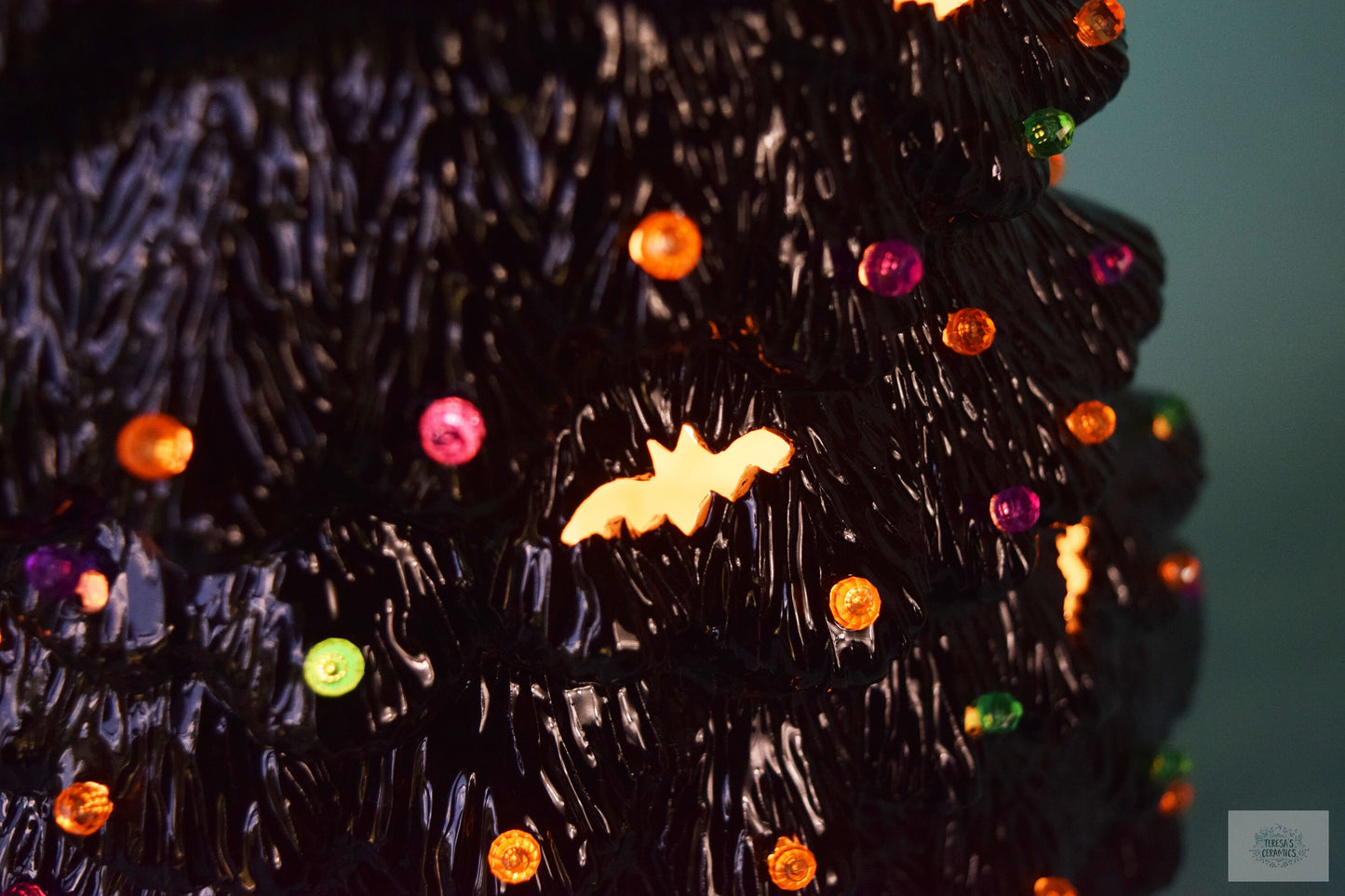 Spider Halloween Tree | Light Up Ceramic Tree | Bat cutouts