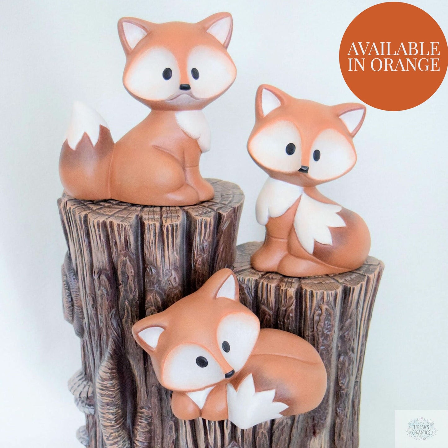Whimsical Gray Ceramic Fox Figurine: Woodland Nursery Decor, Baby Shower Gift, Yard Art