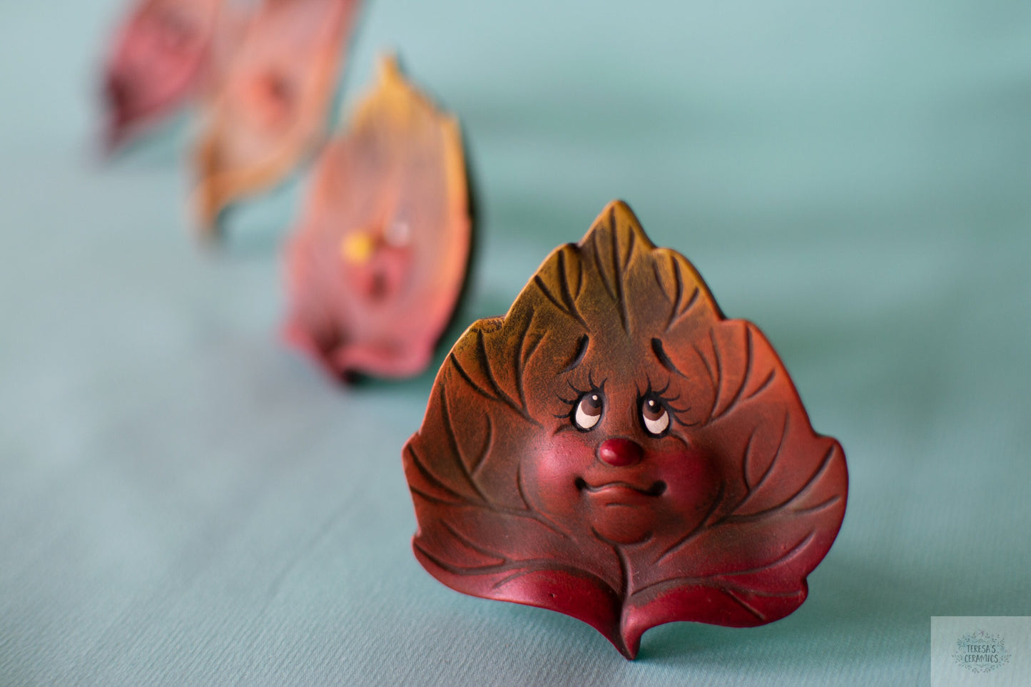 Fall Ash Leaves | Set Of Two | Ceramic Autumn Decor