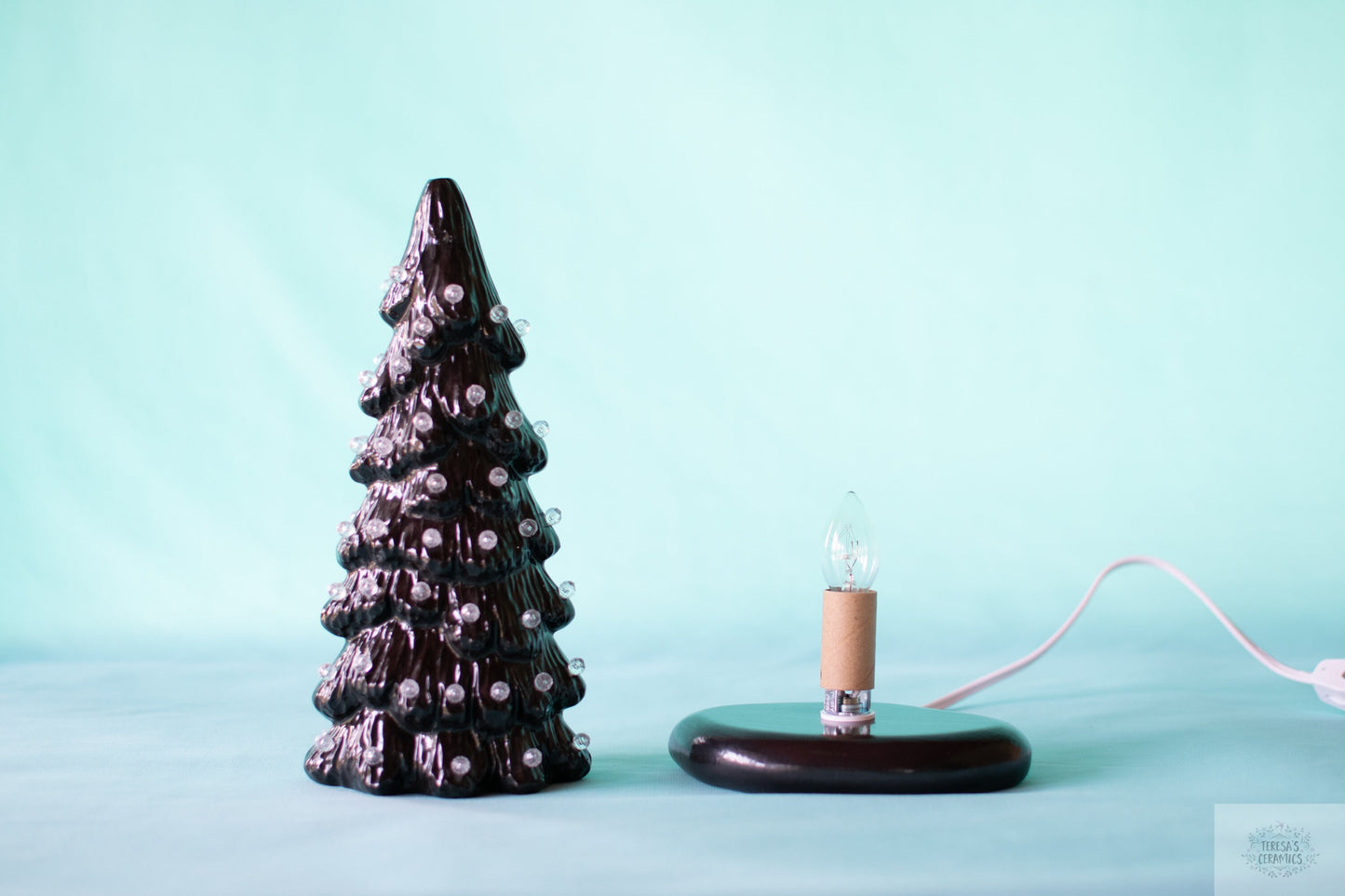 Miniature Gothic Halloween Witch Tree - Black Ceramic Holiday Decor for Mantle & Seasonal Home Ambiance