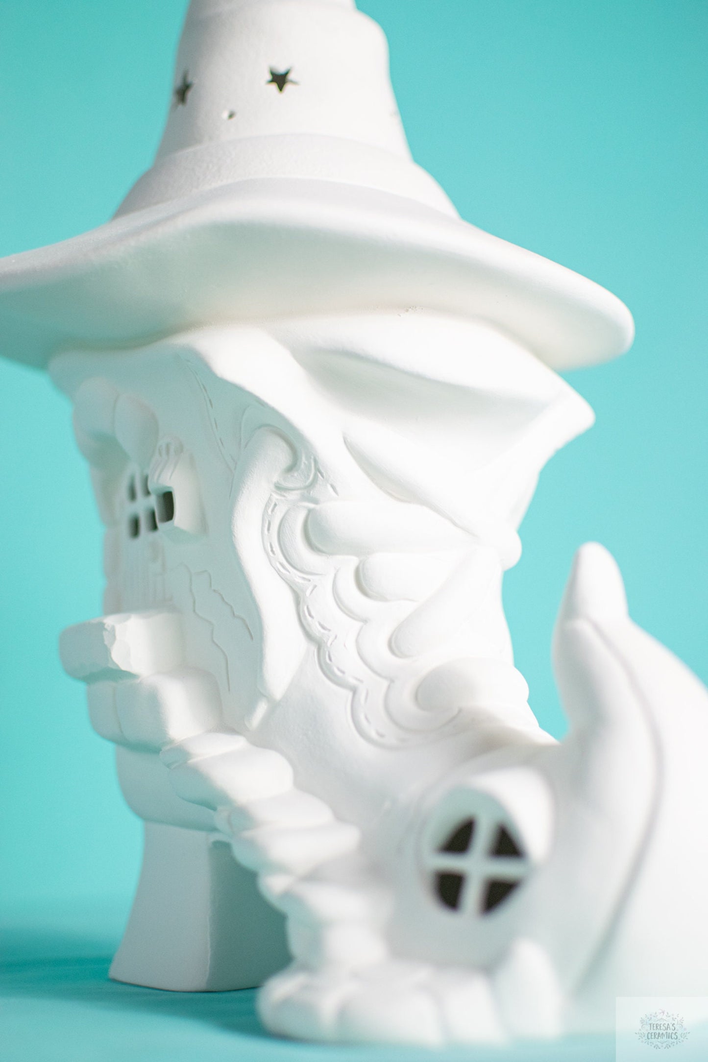 DIY Witches Boot Ceramic Fairy House - Paint Your Own Magical Halloween Cottage Night Light