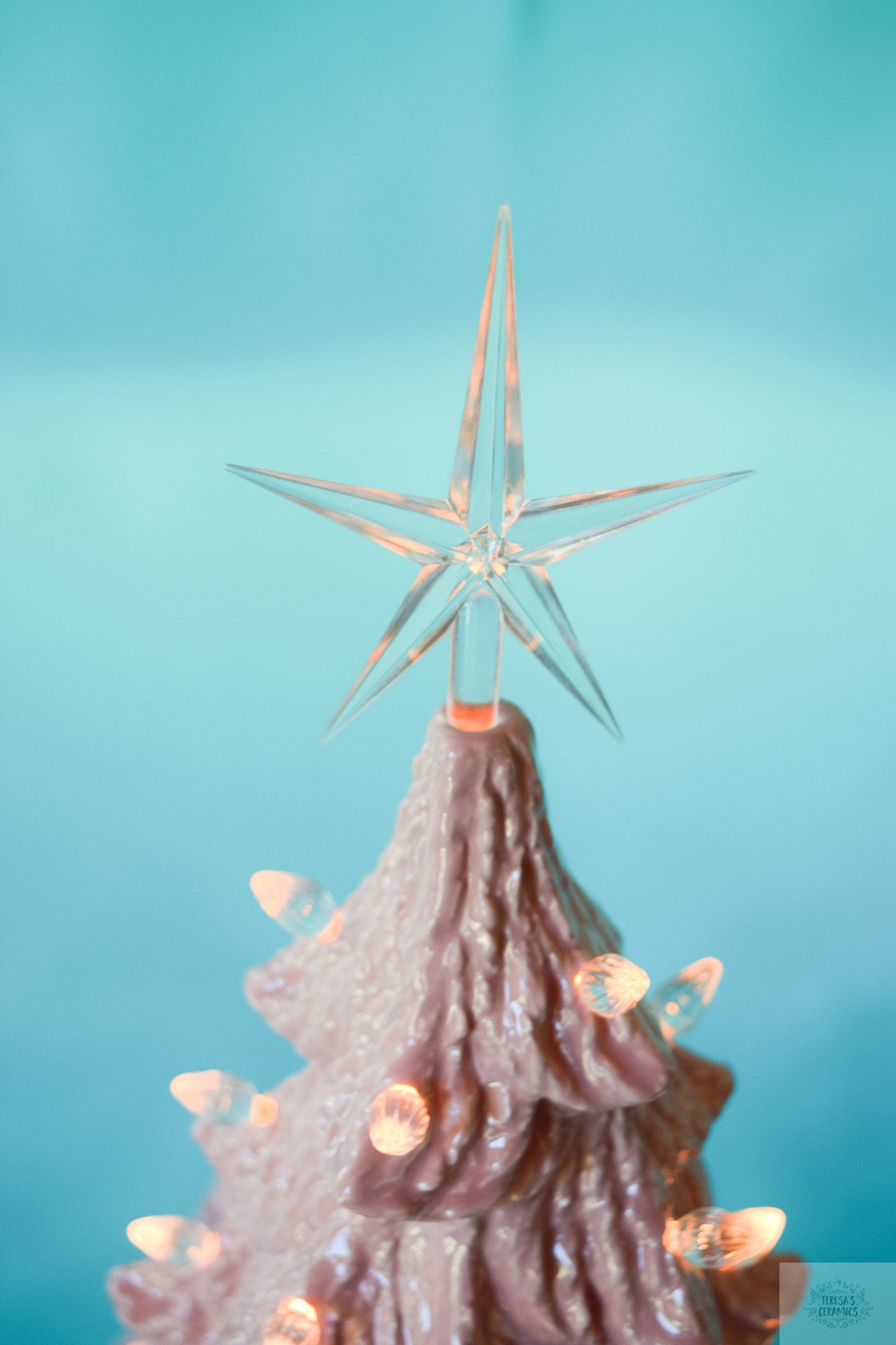 Large Pink Ceramic Christmas Tree - Vintage Style Illuminated Holiday Centerpiece Decor