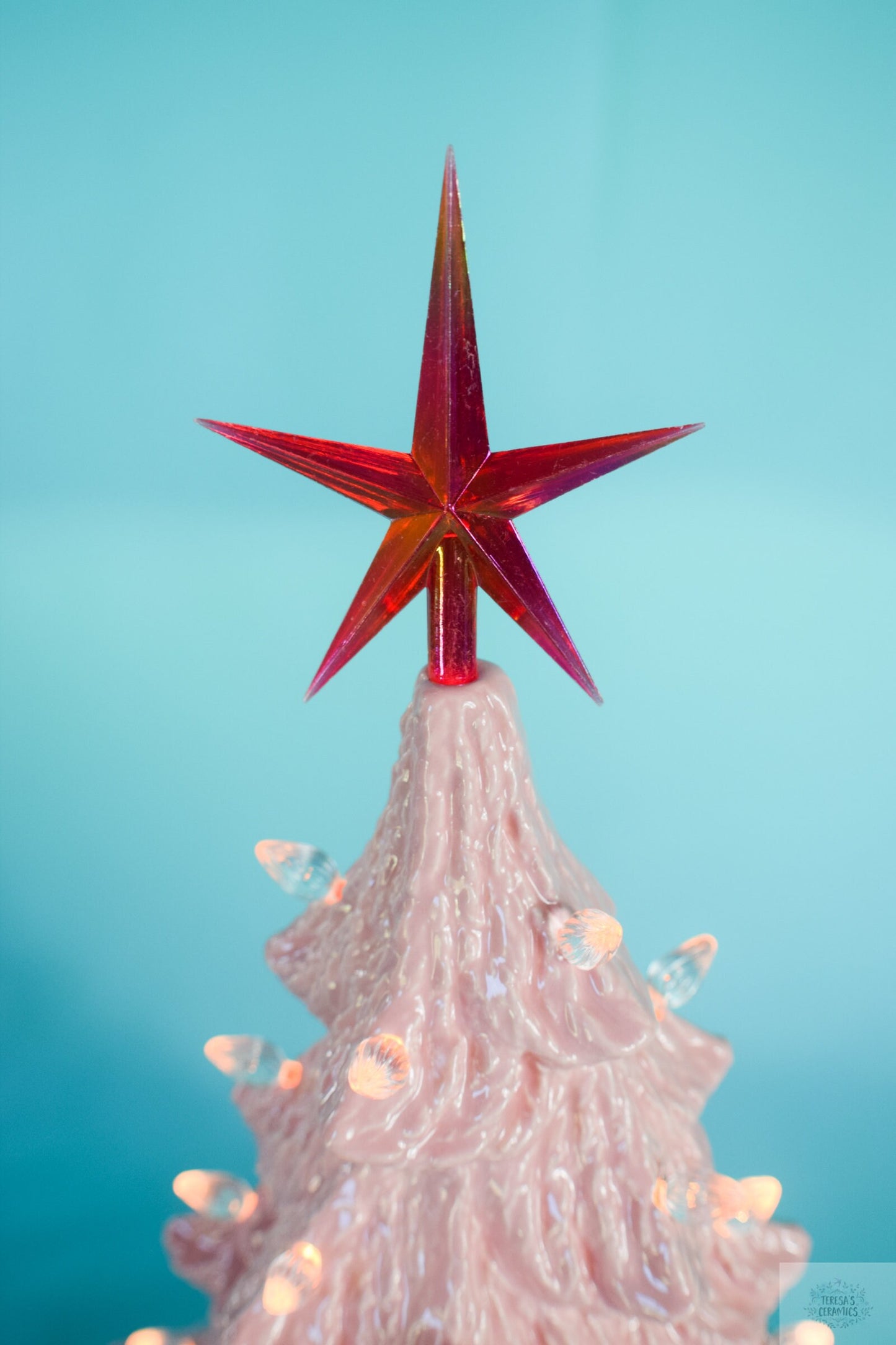 Large Pink Ceramic Christmas Tree - Vintage Style Illuminated Holiday Centerpiece Decor