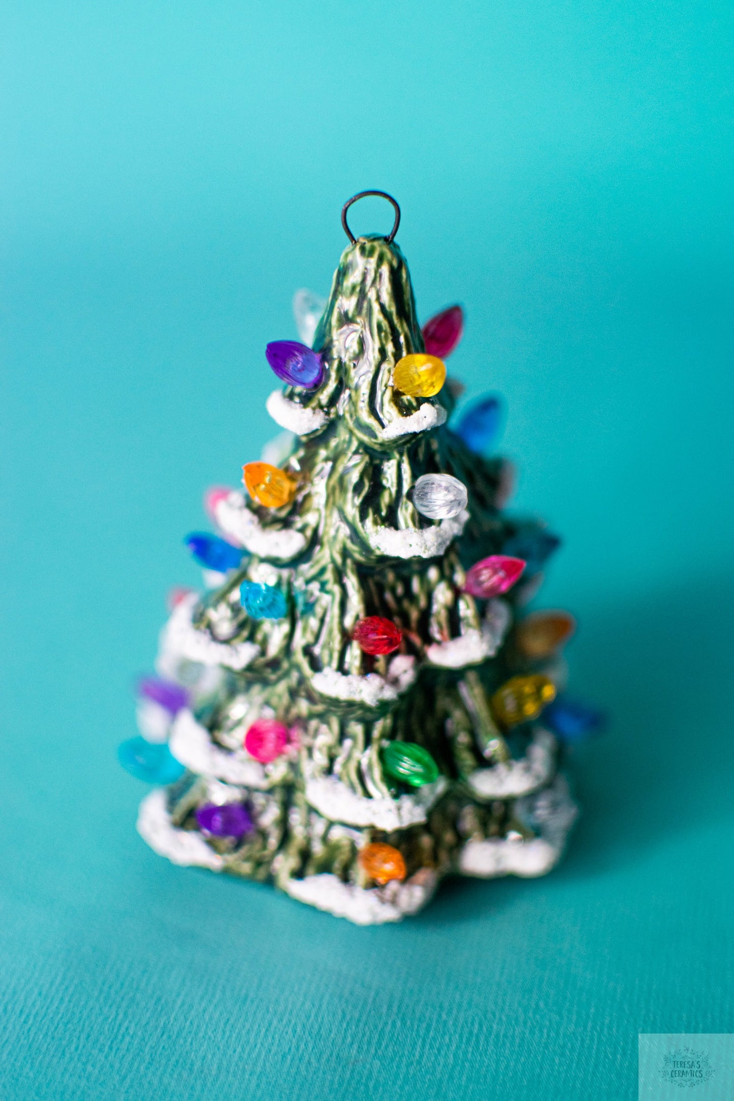 Mini Ceramic Christmas Tree Ornament | Snowy Pine | Evergreen