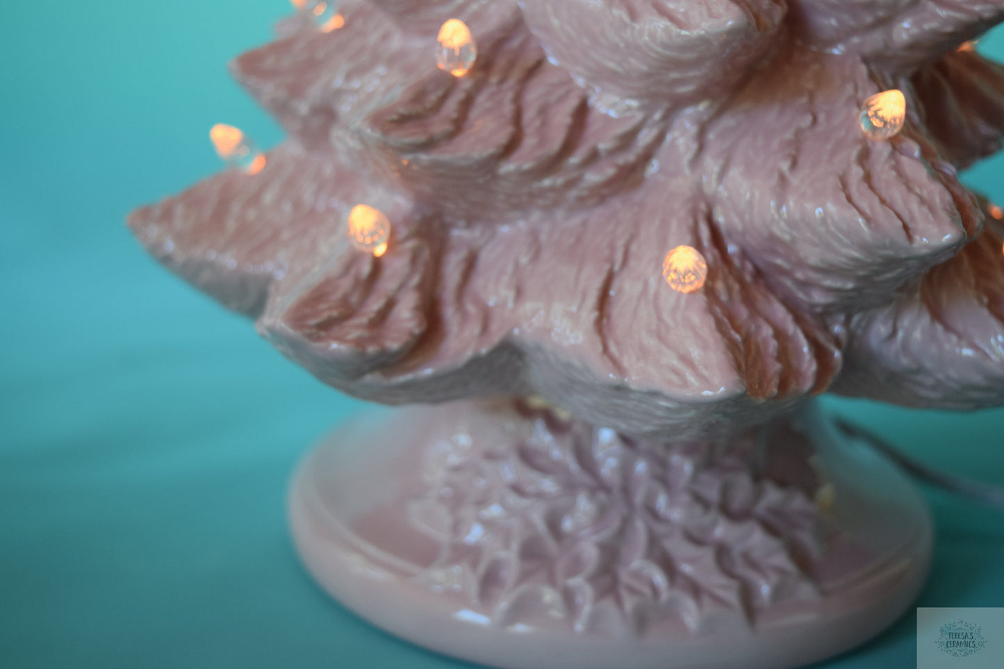Large Pink Ceramic Christmas Tree - Vintage Style Illuminated Holiday Centerpiece Decor