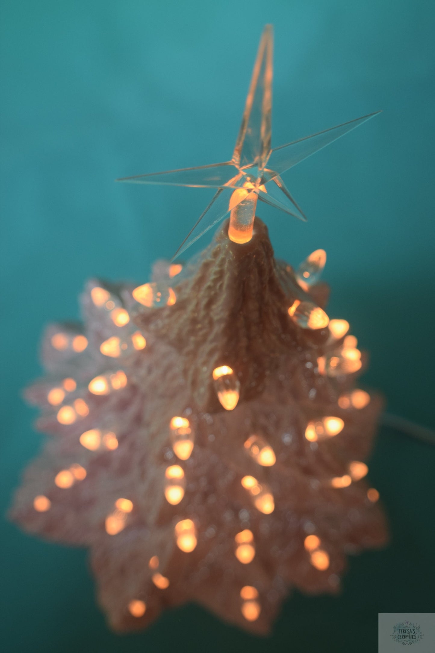 Large Pink Ceramic Christmas Tree - Vintage Style Illuminated Holiday Centerpiece Decor