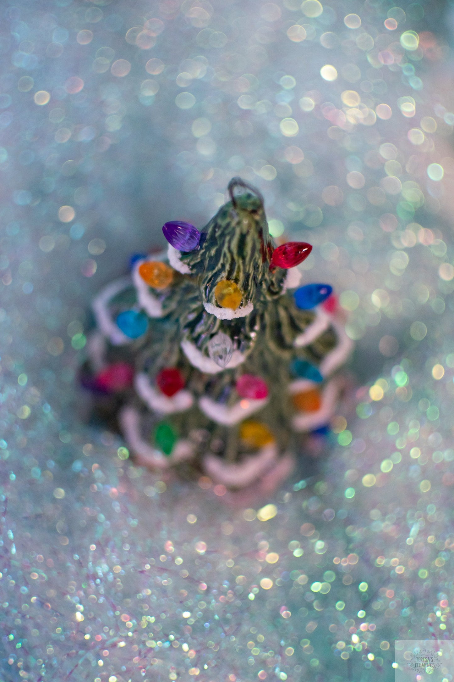 Mini Ceramic Christmas Tree Ornament | Snowy Pine | Evergreen