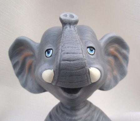 Bobble Head - Elephant - Ceramic Elephant - Elephant Decor - Elephant Baby Shower - Baby Room Decor - Collectible Elephant - Gifts under 15 - Teresa's Ceramics