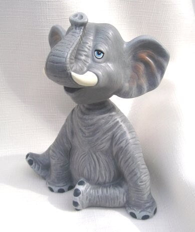 Bobble Head - Elephant - Ceramic Elephant - Elephant Decor - Elephant Baby Shower - Baby Room Decor - Collectible Elephant - Gifts under 15