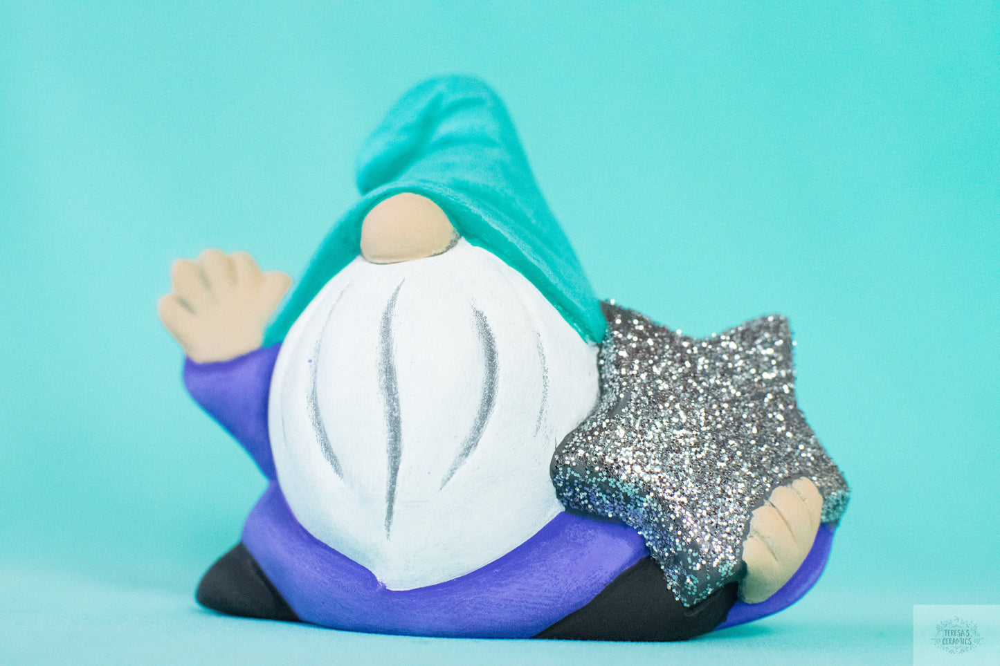 New Year Gnome | Wizard The Gnome | Magical Star Gnome | Glitter Garden Gnome - Teresa's Ceramics