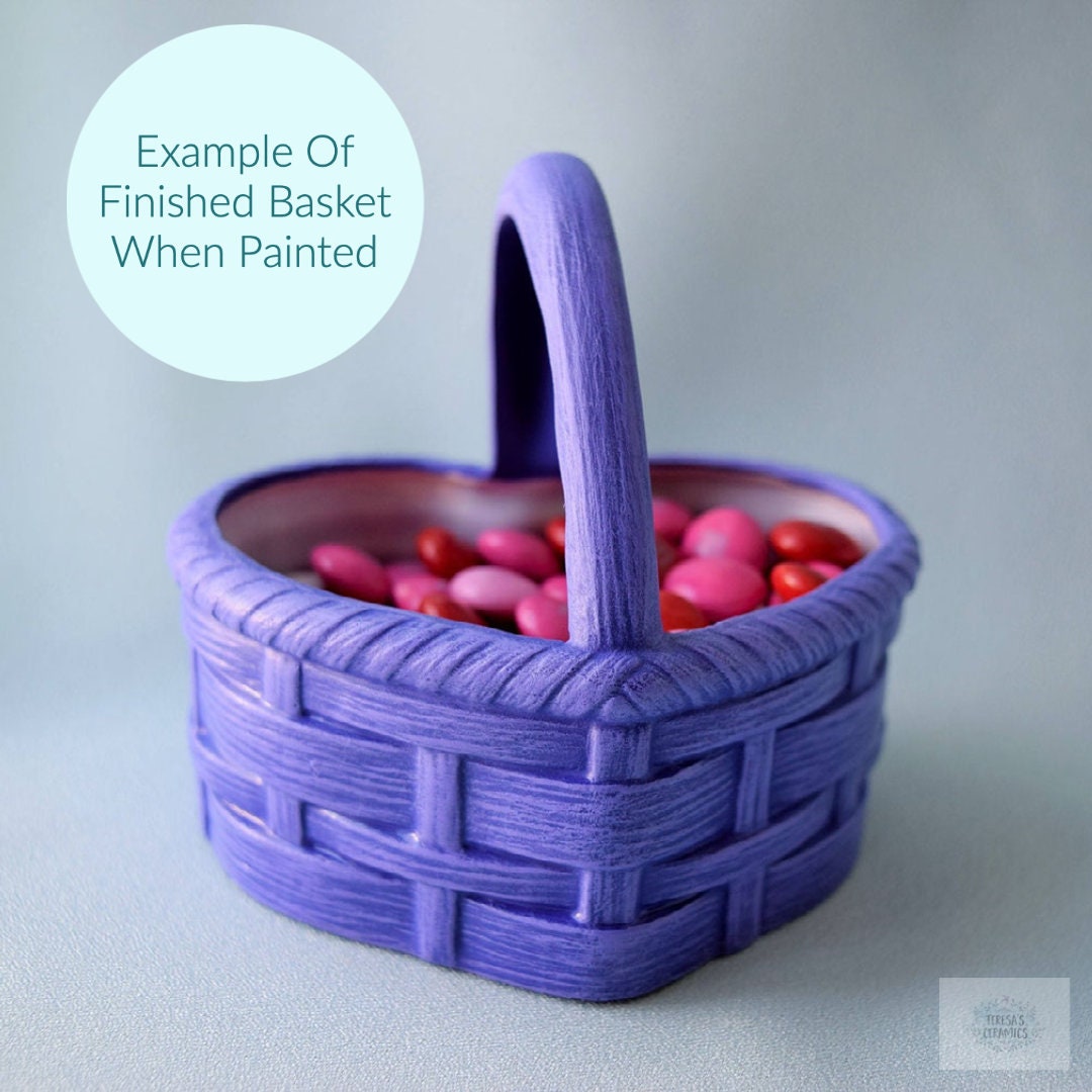 DIY Bisque Heart Candy Dish - Paint Your Own Valentine's Gift Basket - Ceramic Art Project - Teresa's Ceramics