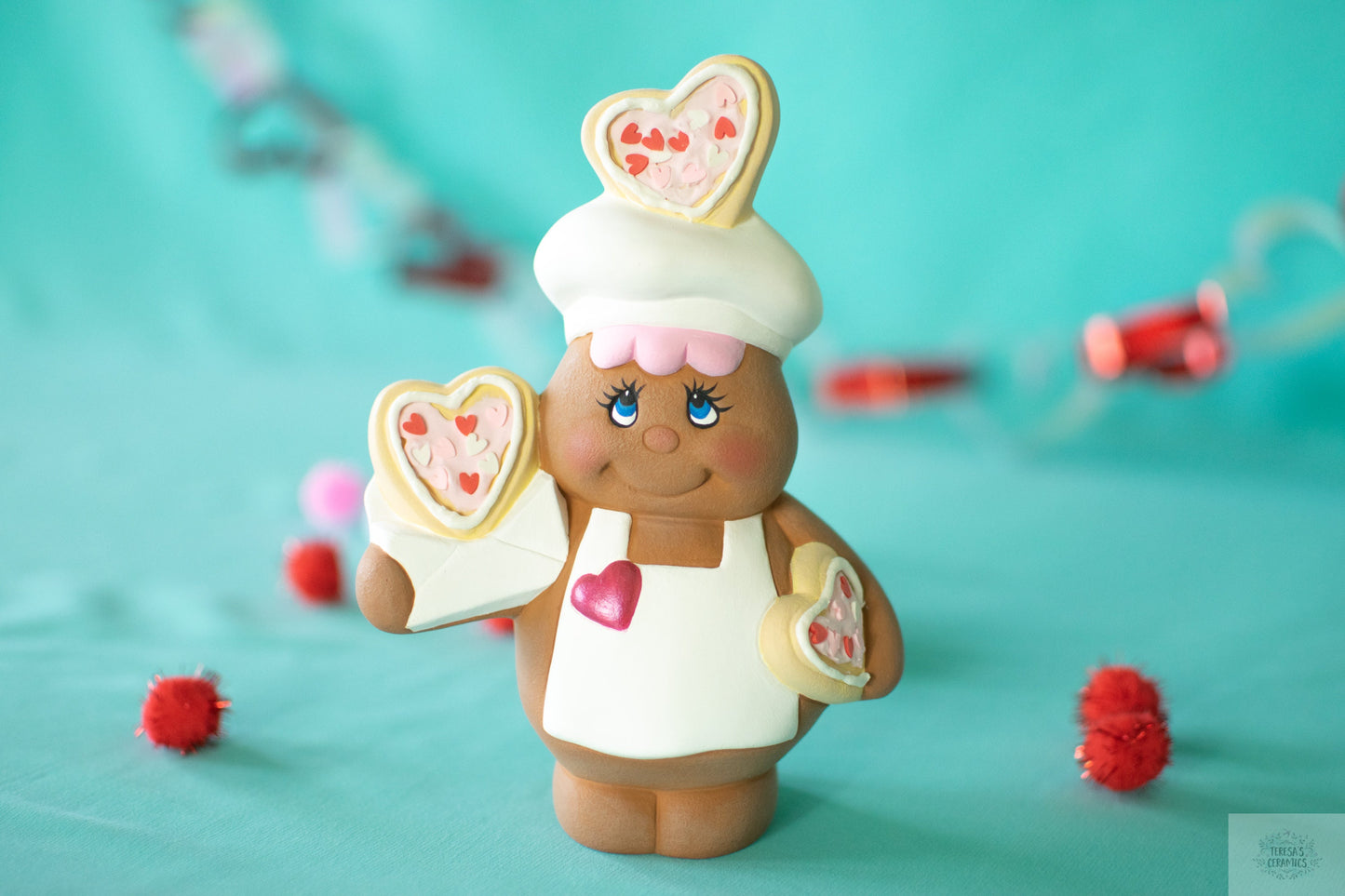 DIY Valentine's Ceramic Gingerbread Baker - Paint Your Own Bisque Heart Cookie Gift - Teresa's Ceramics