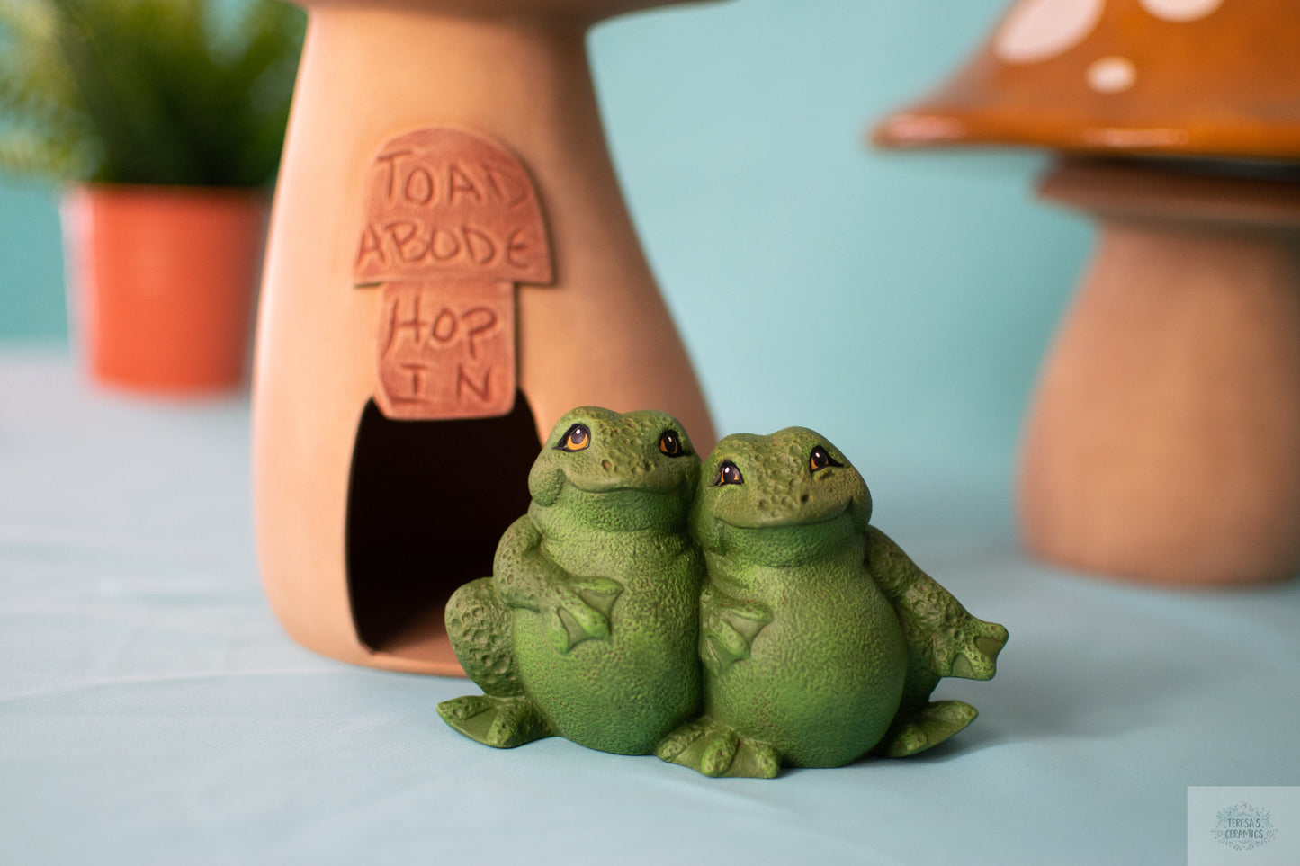 Frog and Toad | Toad Figurine | Cake Topper | Garden Art - Teresa's Ceramics