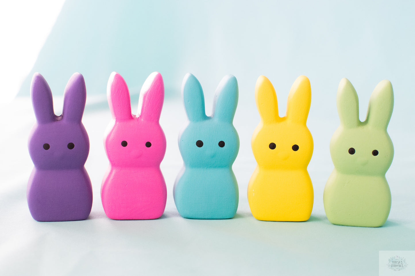 Easter Bunny Set | 5 Spring Marshmallows | Marshmallow Bunny in Rainbow Colors - Teresa's Ceramics