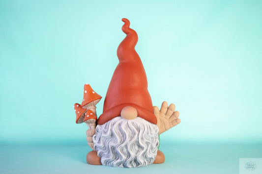 Garden Gnome | Gnome holding mushrooms | Gnome Statue | Outdoor Gnome | Yard Art | Backyard Decor |Gardeners Gift