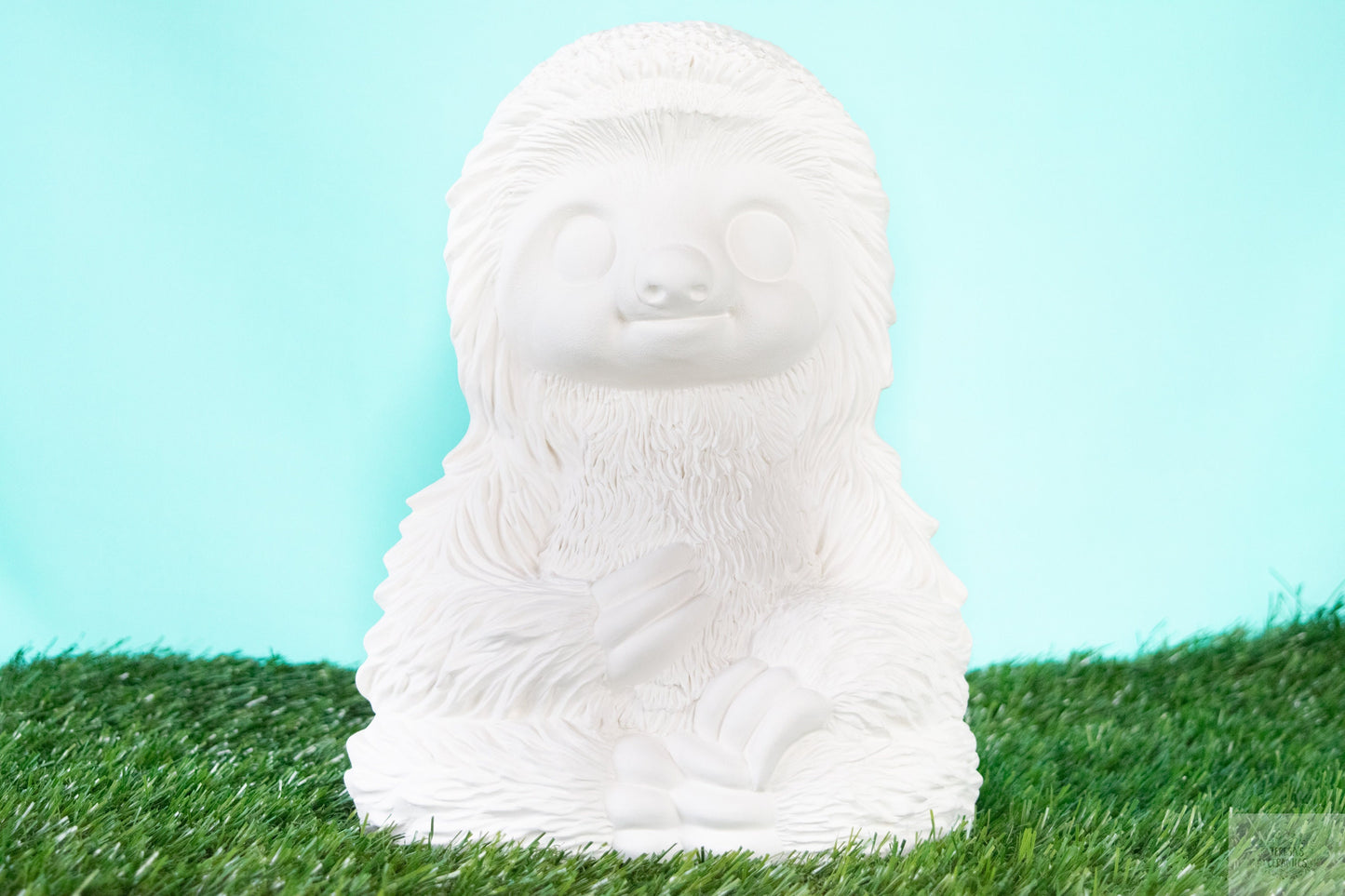 Large Bisque Ceramic Sloth | DIY Garden Decor | Ready To Paint | Paint Party Kit - Teresa's Ceramics