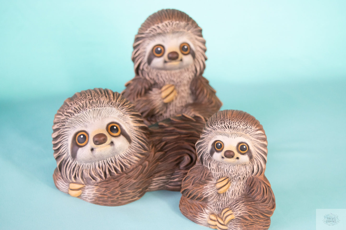 Sleepy Sloth Statue | Ceramic Sloth Decor | Miniature Nursery Decor | Baby Shower Gift Idea - Teresa's Ceramics