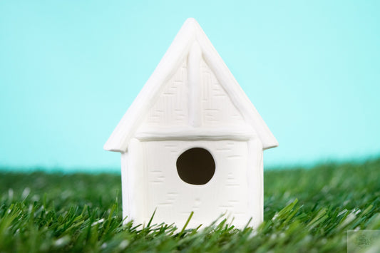 Handmade Boho Garden Birdhouse: Ready-to-Paint DIY Project for Outdoor Decor & Patio Accents - Teresa's Ceramics