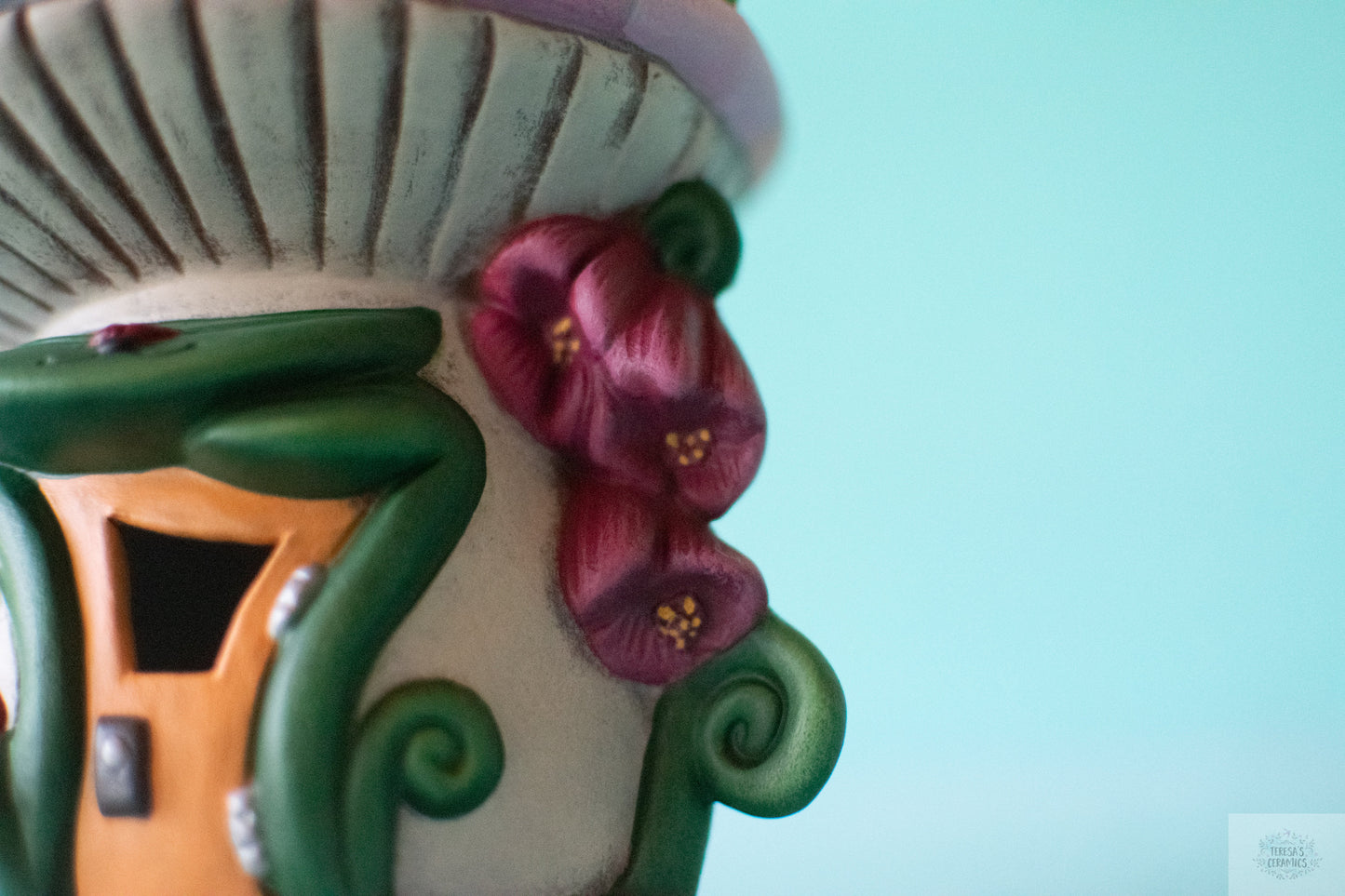 Enchanting Rainbow Ceramic Fairy Mushroom House: Garden Decor, Patio Accessory & Tea Light Holder