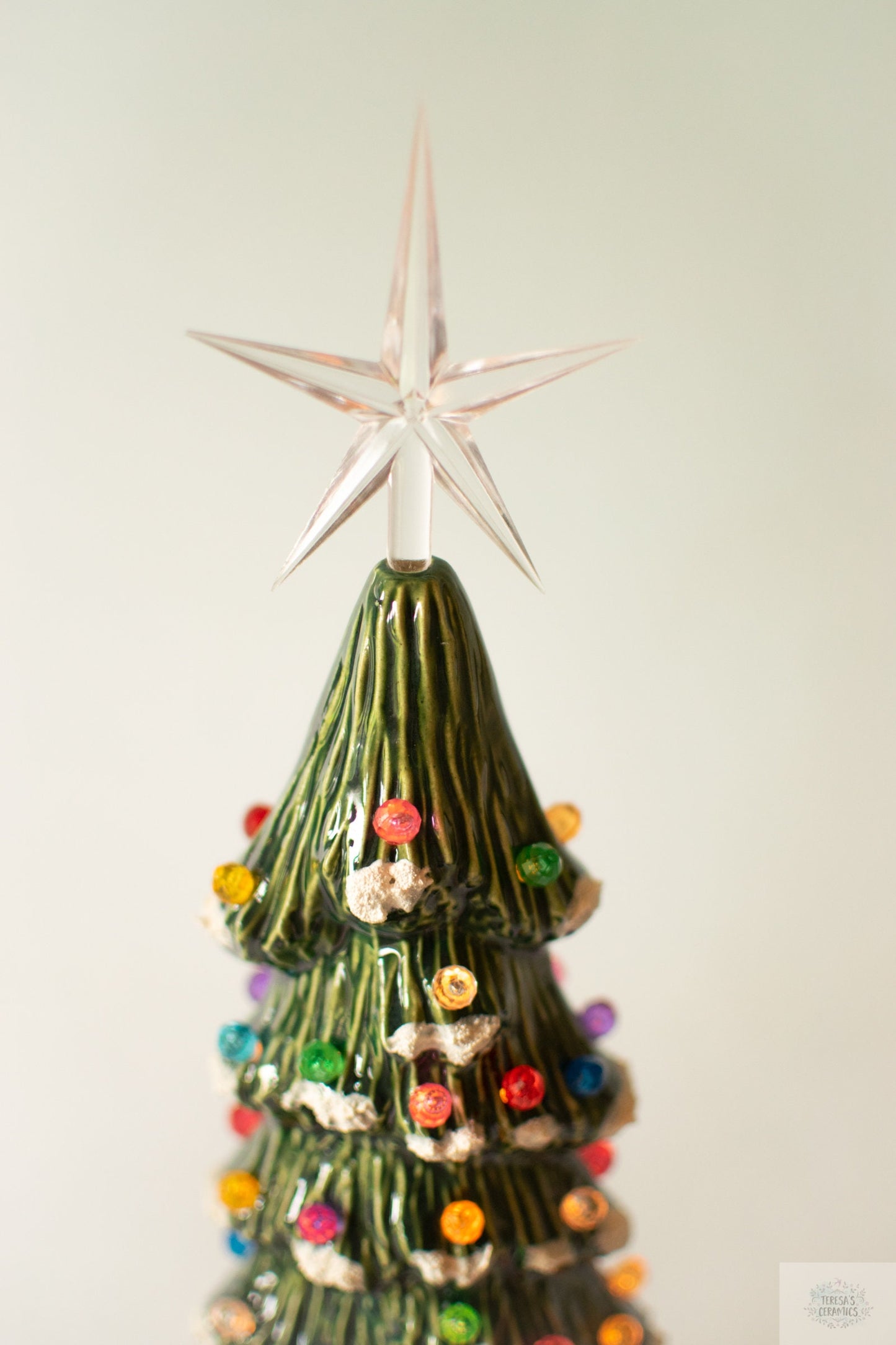 Illuminated Ceramic Snowy Pine Christmas Tree Decor - Choose Size for Holiday Centerpiece or Gift