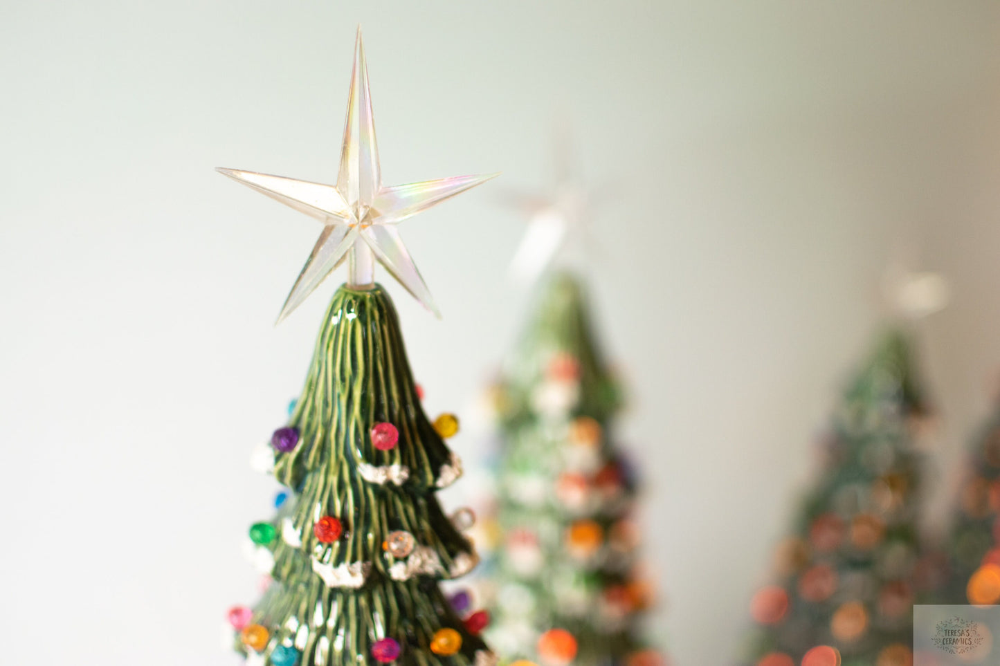 Illuminated Ceramic Snowy Pine Christmas Tree Decor - Choose Size for Holiday Centerpiece or Gift