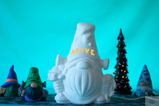 DIY Bisque Frankenstein Halloween Gnome Light - Ready to Paint Ceramic Autumn Decor