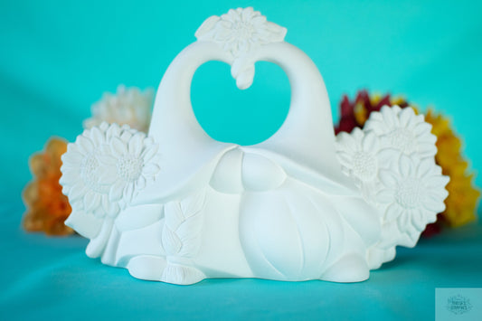 Sunflower Gnome Couple Bisque Ceramics: DIY Paint Party Project for Fall Centerpiece Decor