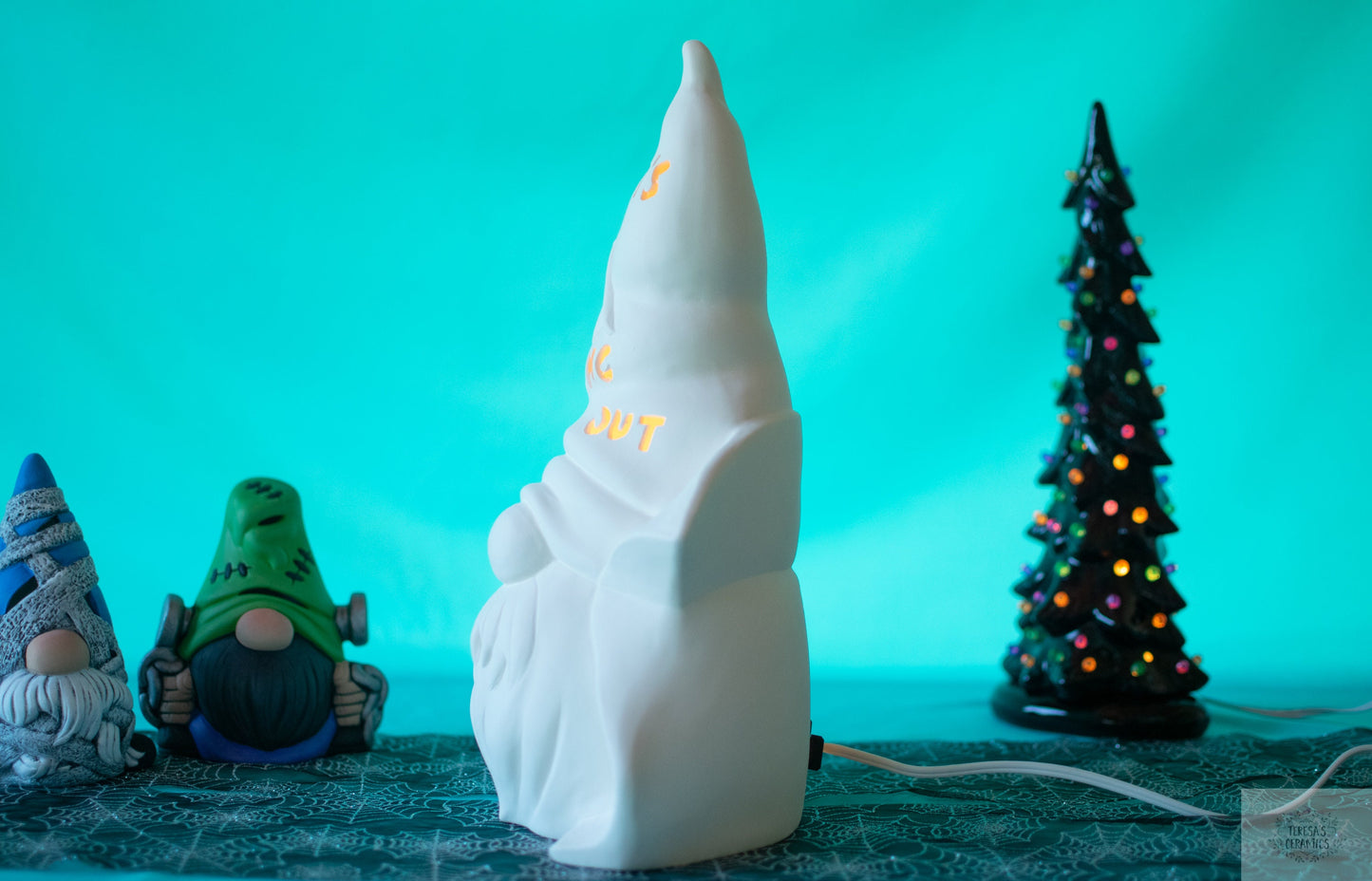 DIY Vampire Halloween Gnome Light - Large Ceramic Bisque Ready to Paint - Autumn Party Centerpiece