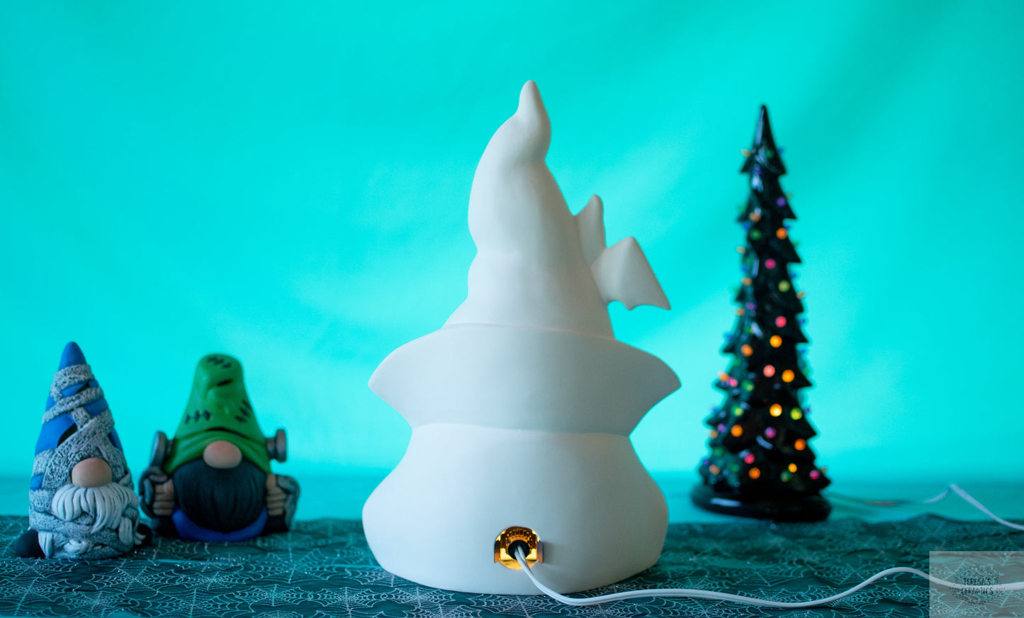 DIY Vampire Halloween Gnome Light - Large Ceramic Bisque Ready to Paint - Autumn Party Centerpiece