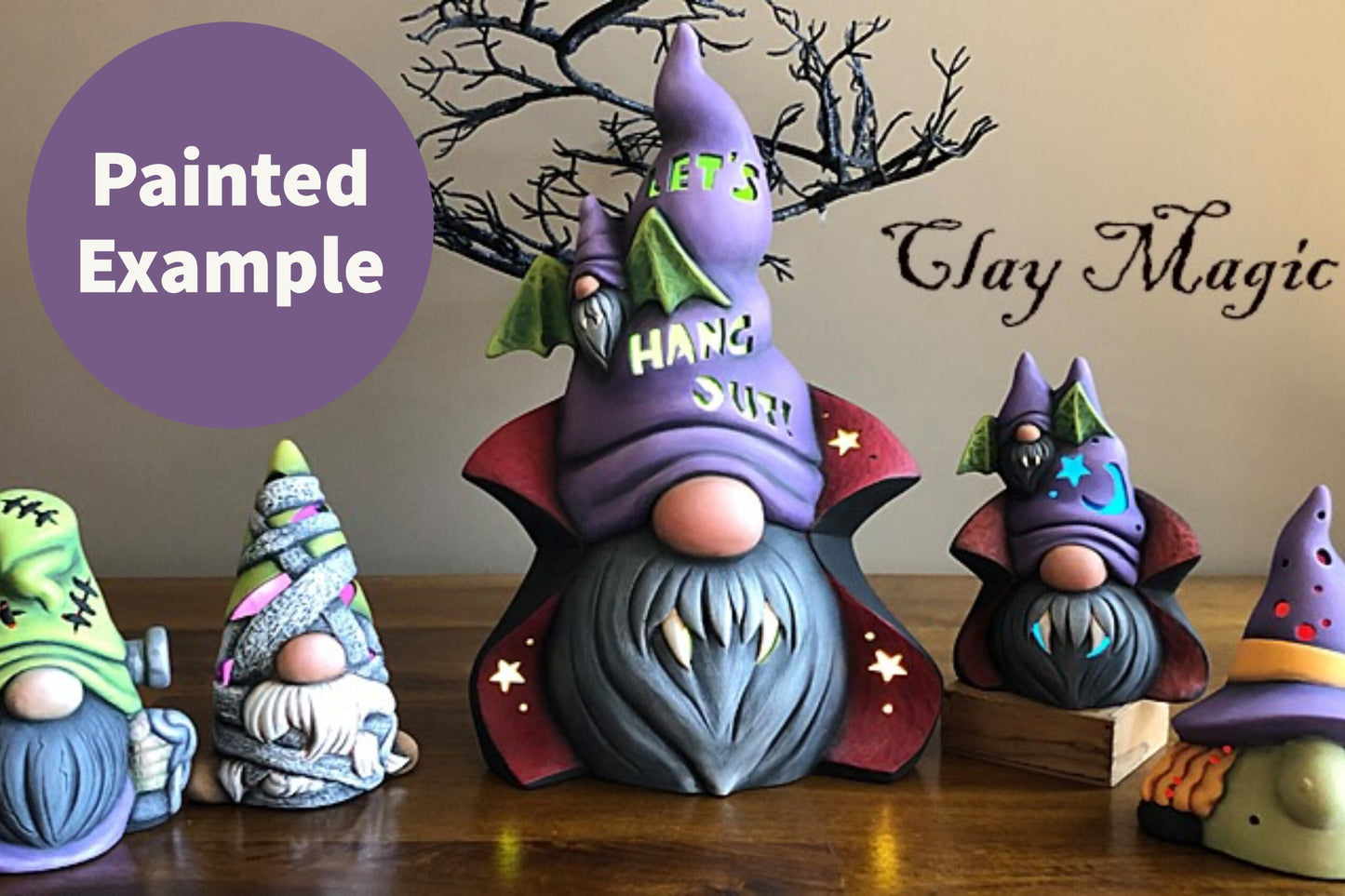 DIY Vampire Halloween Gnome Light - Large Ceramic Bisque Ready to Paint - Autumn Party Centerpiece - Teresa's Ceramics