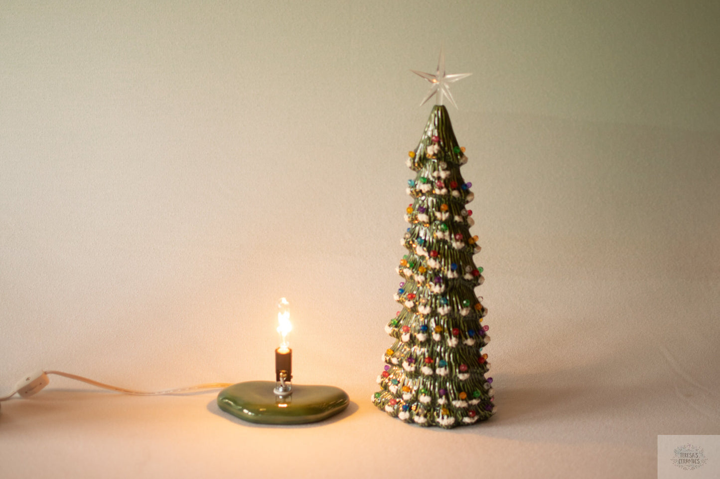 Illuminated Ceramic Snowy Pine Christmas Tree Decor - Choose Size for Holiday Centerpiece or Gift