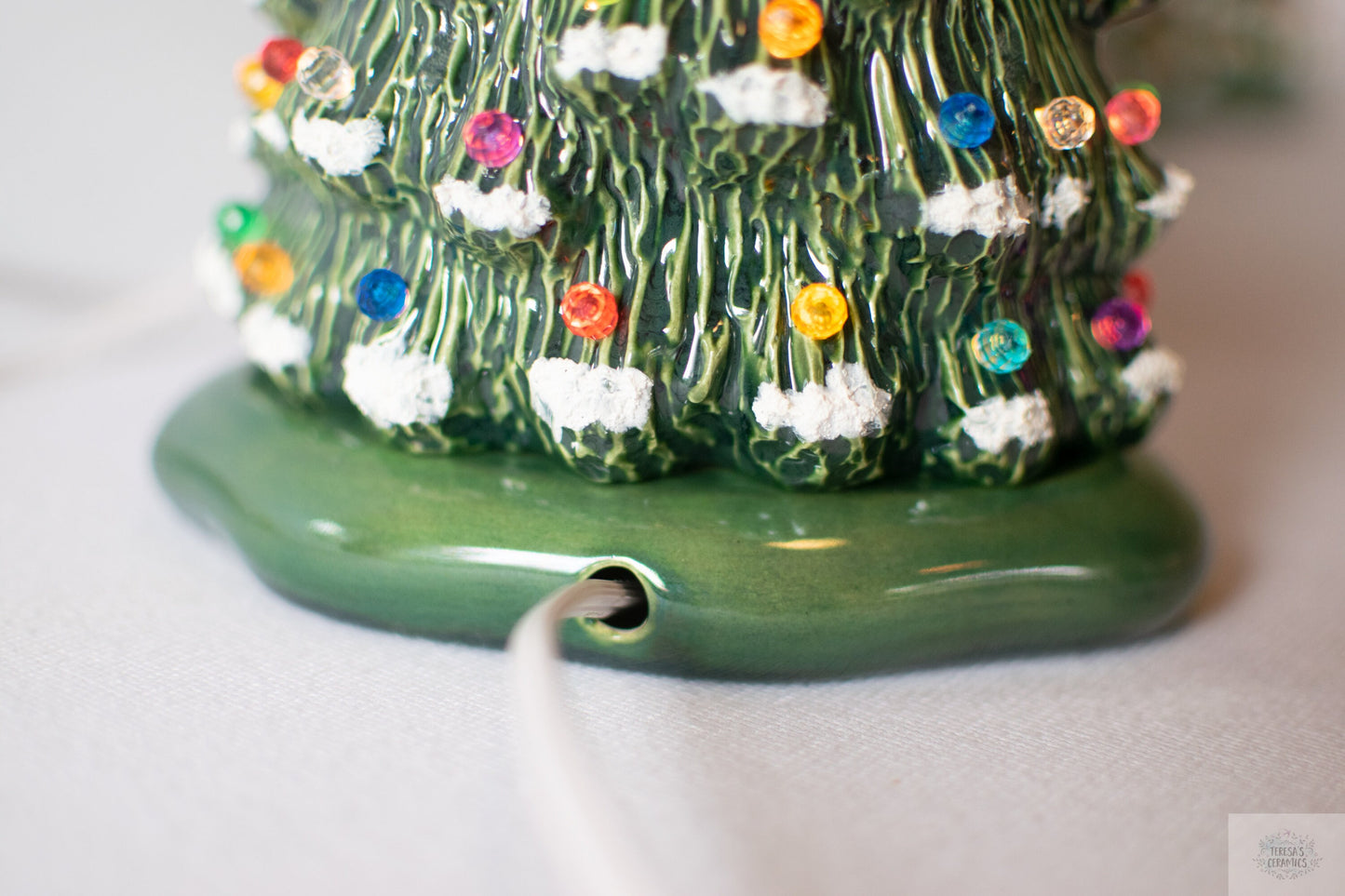 Illuminated Ceramic Snowy Pine Christmas Tree Decor - Choose Size for Holiday Centerpiece or Gift