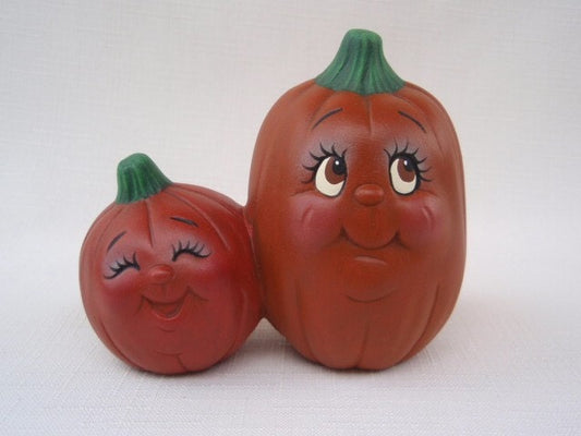 Adorable Ceramic Pumpkin Pair: Autumn Decor for Halloween, Thanksgiving & Fall Displays