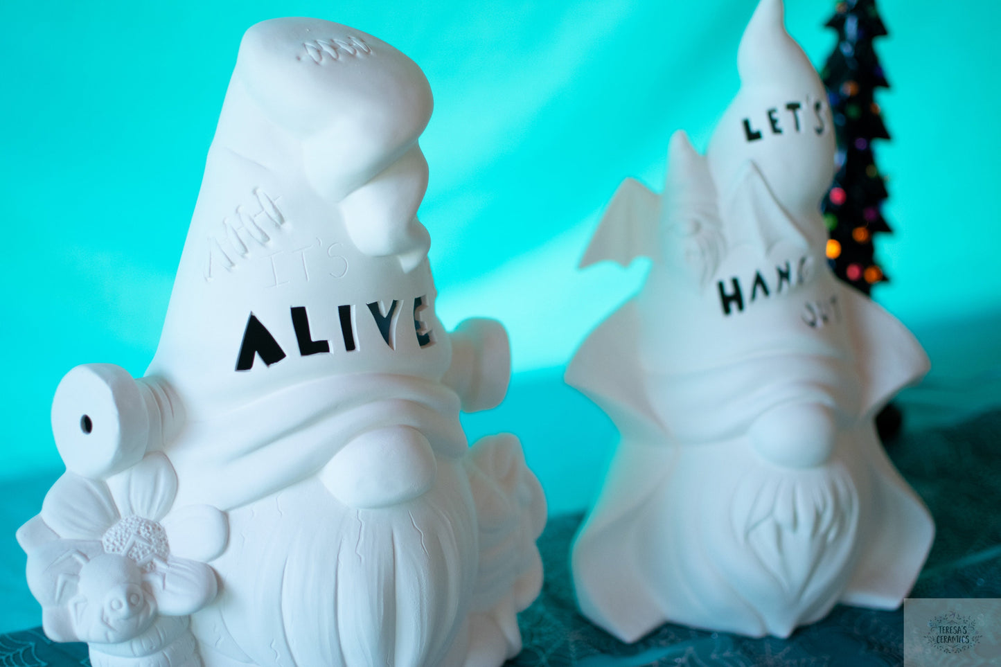 DIY Vampire Halloween Gnome Light - Large Ceramic Bisque Ready to Paint - Autumn Party Centerpiece