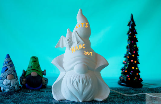 DIY Vampire Halloween Gnome Light - Large Ceramic Bisque Ready to Paint - Autumn Party Centerpiece