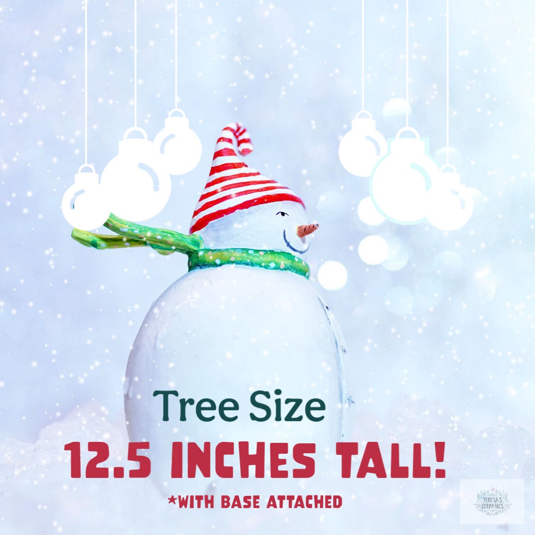 Ceramic Christmas Tree | Wispy Pine Style | White Glaze With Multicolor Lights - Teresa's Ceramics
