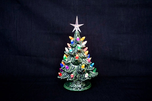Ceramic Christmas tree light - lighted Christmas tree - 8 inch tree - Classic Christmas tree - Vintage Style Christmas Decor - Teresa's Ceramics