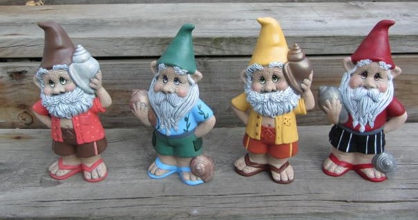 Seashell Beach Gnome Figurine | Summertime Coastal Decor | Cute Sandals Conch Gonk | Lake Cottage Gift
