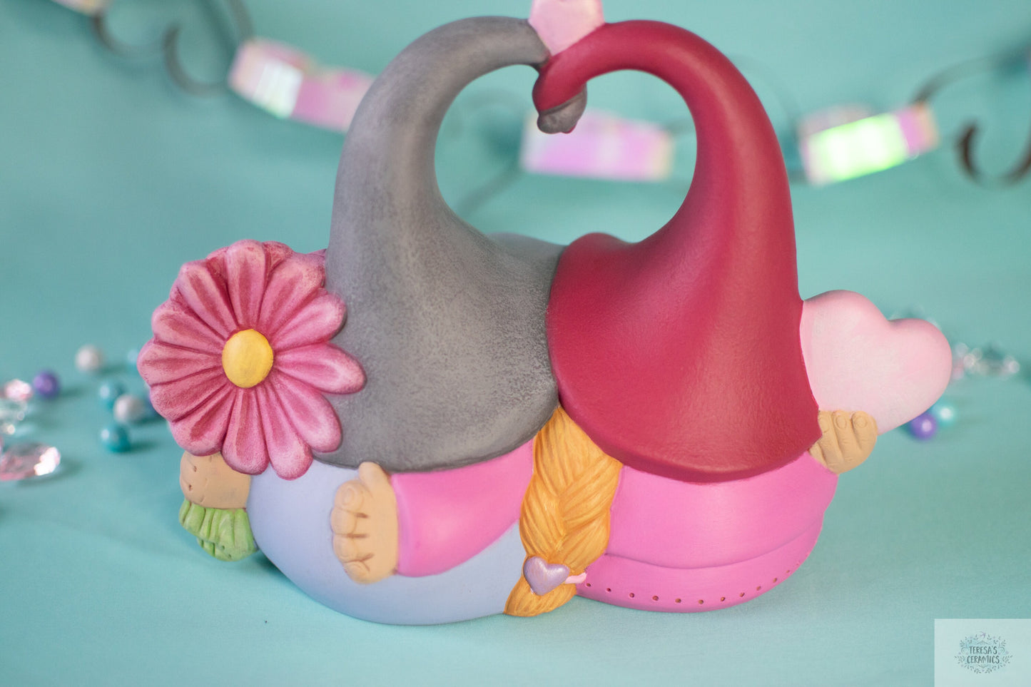 Valentine Gnomes | Valentine's Day Gift | Tea Light Gnomes | Ceramic Gnome Decor | Sweetheart Gnomes