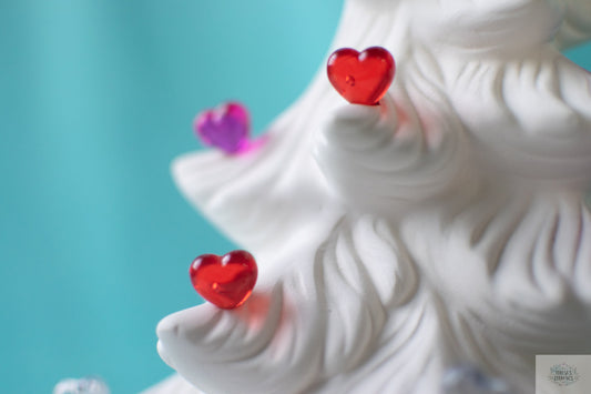 red purple and clear plastic heart shaped replacement christmas tree bulbs