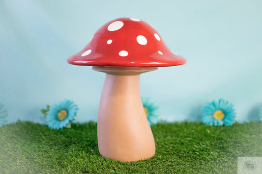 Gigantic Garden Mushrooms | Large Mushroom Caps | Red Polka Dots | Boho Cottagecore Mushroom Yard Art |Select Your Style - Teresa's Ceramics