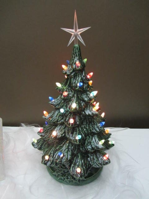 16-inch Vintage-Style Lighted Ceramic Christmas Tree - Classic Tabletop Centerpiece - Made to Order