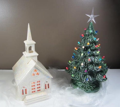 16-inch Vintage-Style Lighted Ceramic Christmas Tree - Classic Tabletop Centerpiece - Made to Order