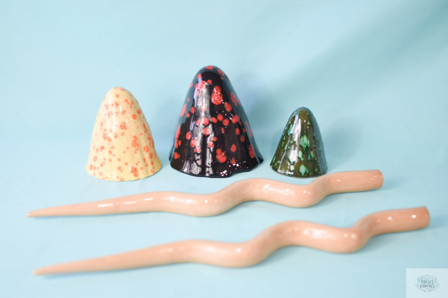 Whimsical Ceramic Mushroom Garden Stakes: Boho Yard Art Decor for Fairy Gardens & Father's Day