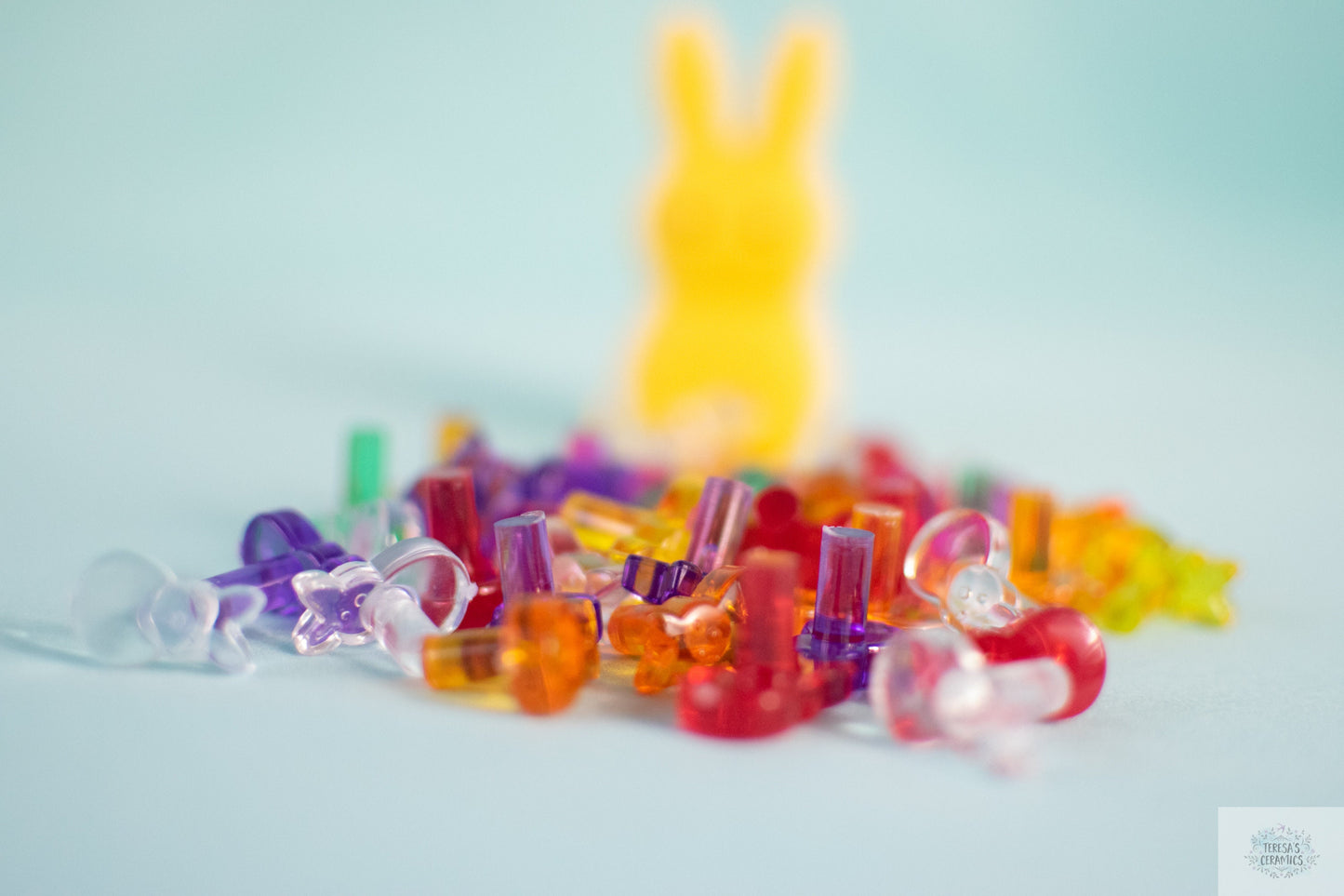 Colorful Easter Bunny Ceramic Tree Replacement Lights | Vintage Peep-Shaped Spring Decor - Teresa's Ceramics