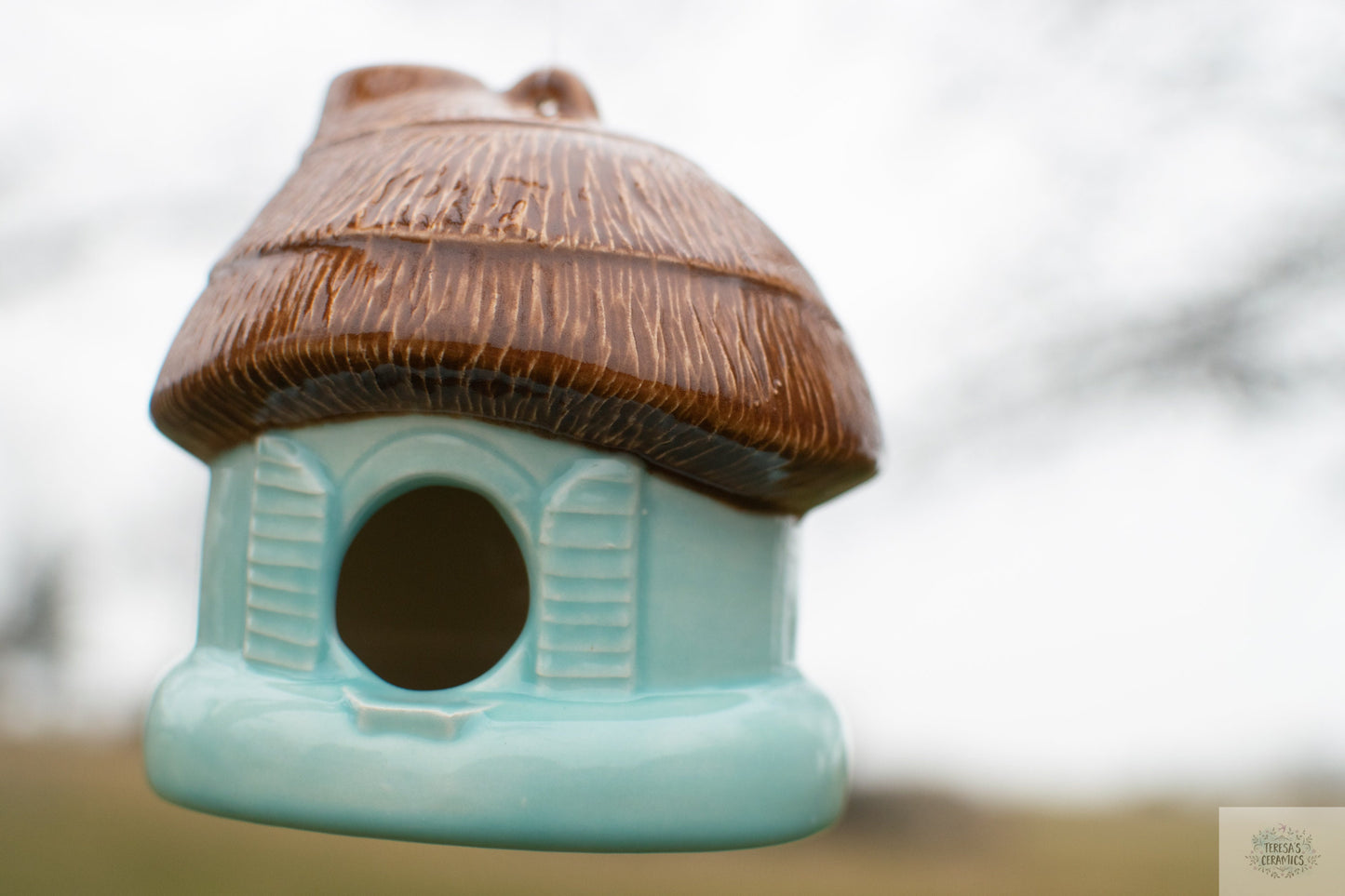 Ceramic Glazed Birdhouse | Hanging Bird Feeder | Handmade Birdhouse