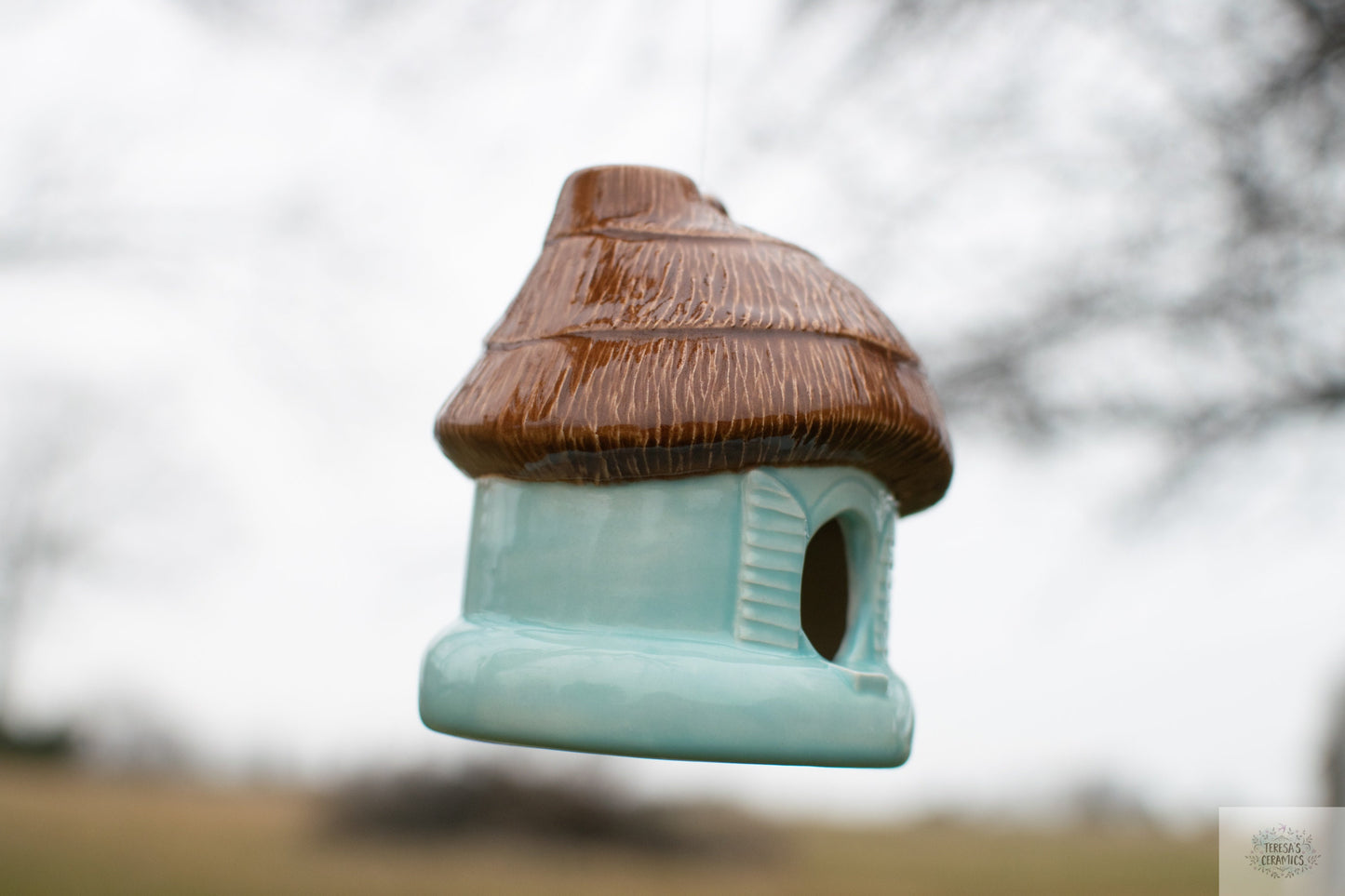 Ceramic Glazed Birdhouse | Hanging Bird Feeder | Handmade Birdhouse