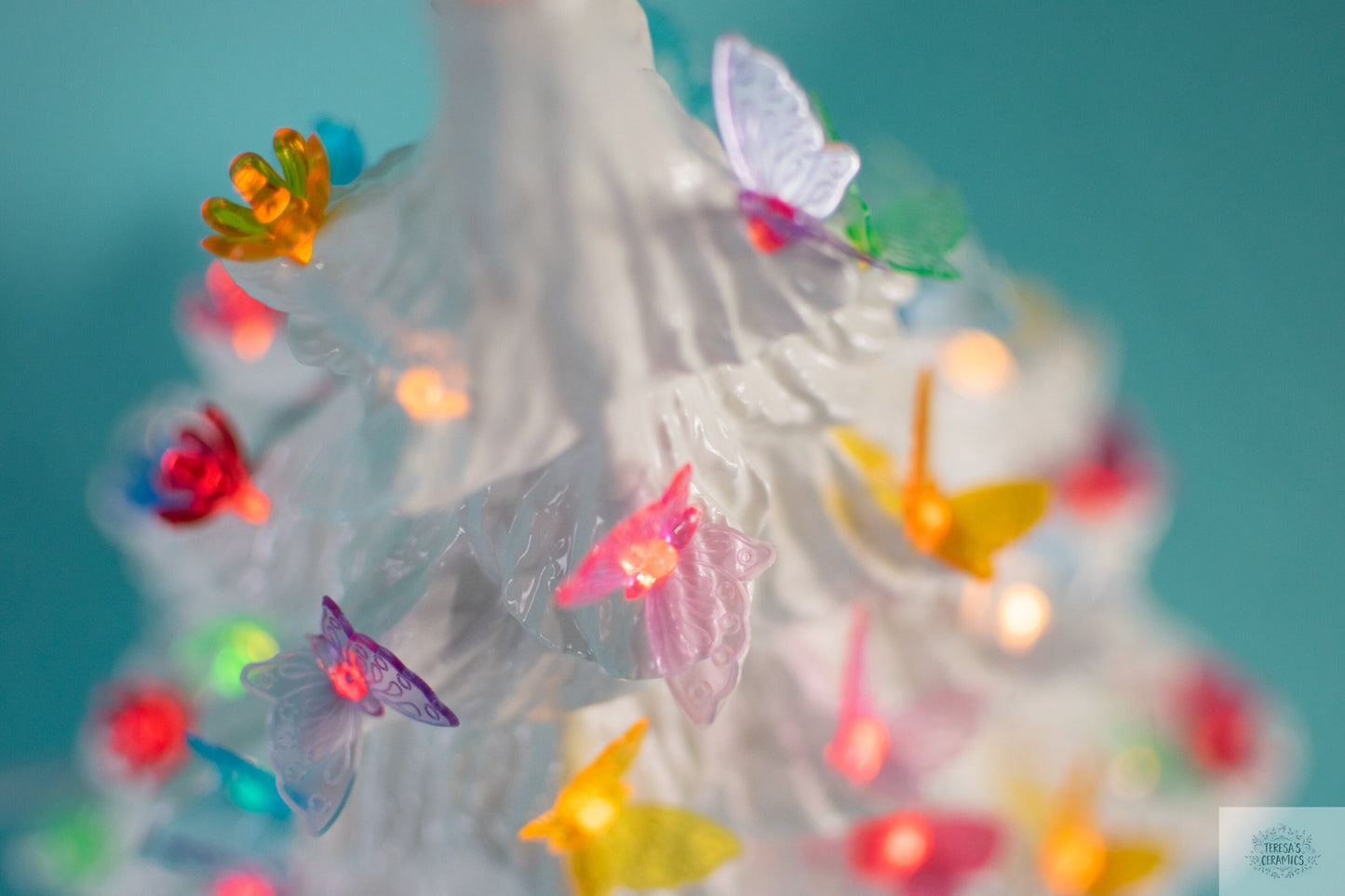 Vintage-Inspired Ceramic Butterfly Tree: Colorful Spring Decor for Easter, Christmas & Garden Gifts