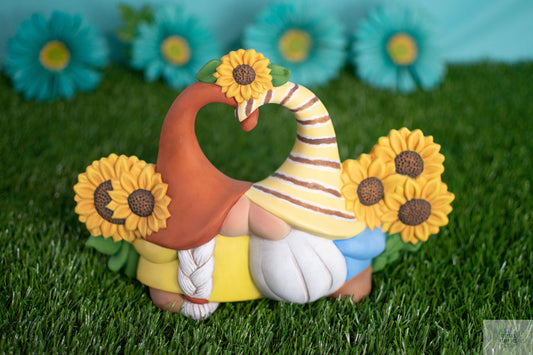 Sunflower Gnome Lovers | Garden Gnome Couple | Yard Gnome Decor - Teresa's Ceramics