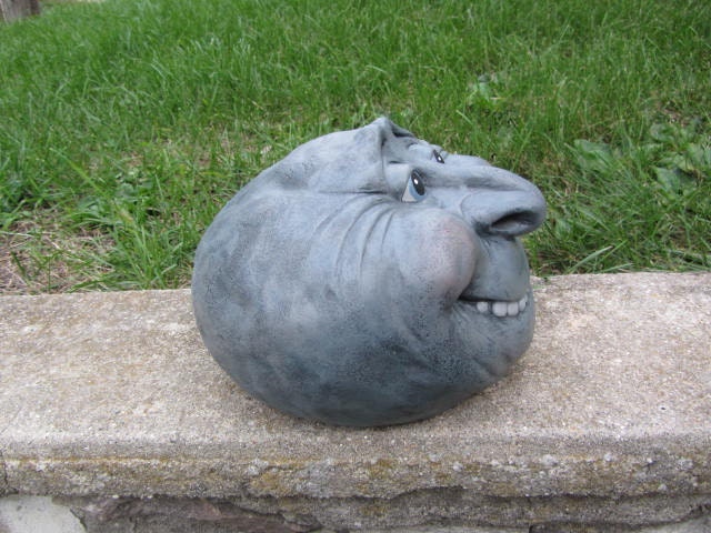 Whimsical Rock Face Garden Ornament - Unique Outdoor Decor for Yard, Housewarming Gift, Spring Landscape